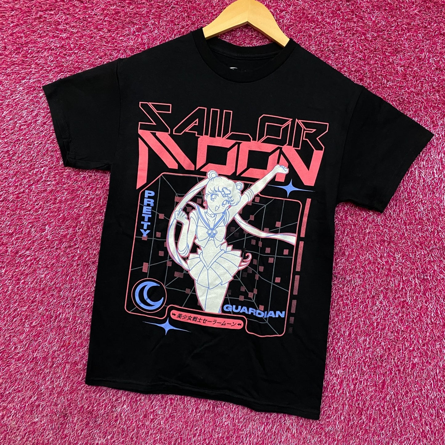 Pretty Guardians Sailor Moon Vaporwave Portrait Anime Graphic T-Shirt Small