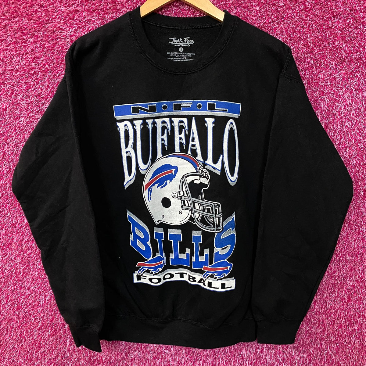 Junk Food Clothing Buffalo Bills NFL Helmet Flea Market Crew Sweatshirt Small