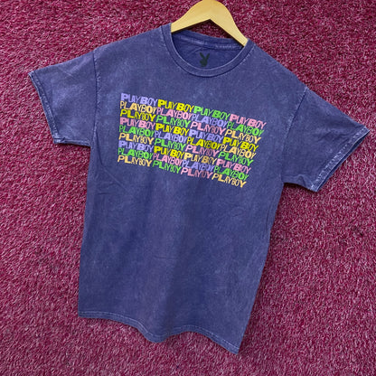 Playboy Multicolor Stacked Logo Graphic T-Shirt Medium