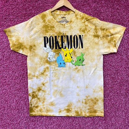 Pokemon Pikachu Grookey Scorbunny Sobble Gold Yellow Tie-Dye Shirt Large