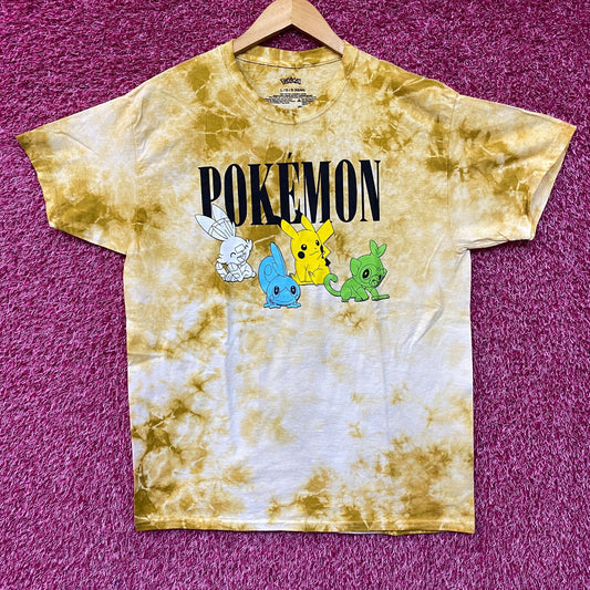 Pokemon Pikachu Grookey Scorbunny Sobble Gold Yellow Tie-Dye Shirt Large