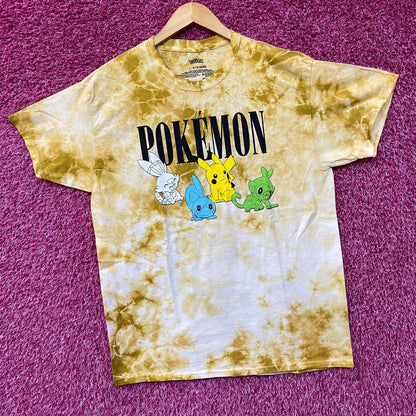 Pokemon Pikachu Grookey Scorbunny Sobble Gold Yellow Tie-Dye Shirt Large