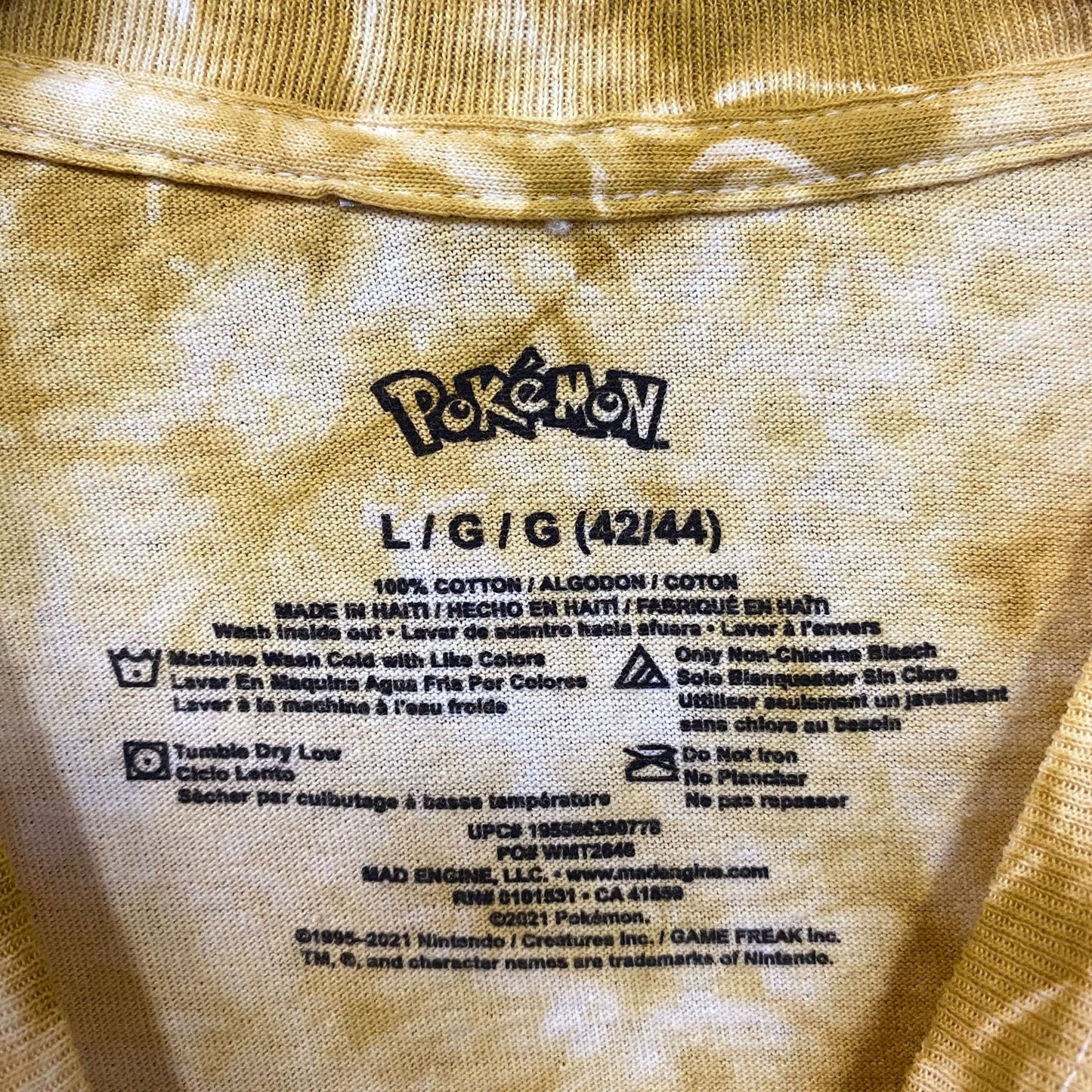 Pokemon Pikachu Grookey Scorbunny Sobble Gold Yellow Tie-Dye Shirt Large