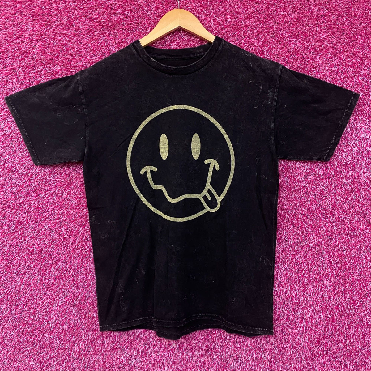 Smiley Face Logo Acid Wash Tshirt size Small
