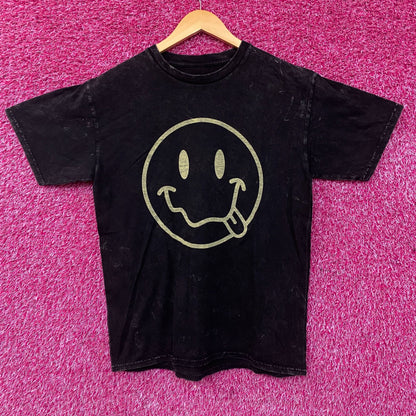 Smiley Face Logo Acid Wash Tshirt size Small