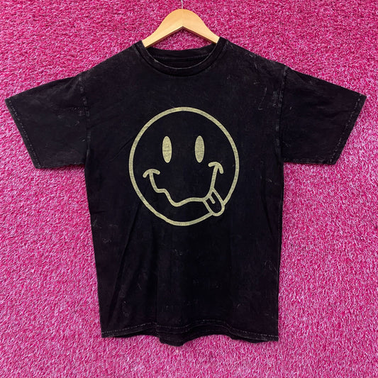 Smiley Face Logo Acid Wash Tshirt size Small