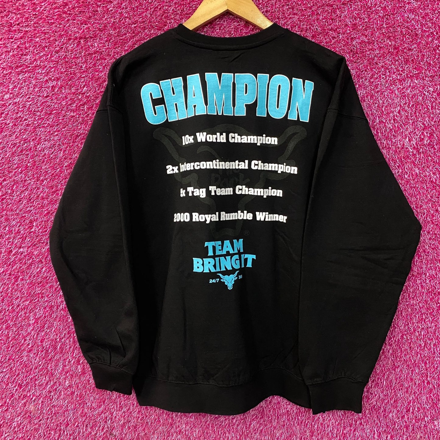 The Rock WWE People Champion Resume Crewneck Sweater size XL