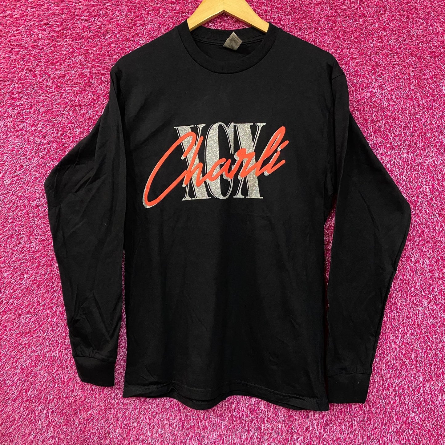 Charli-XCX Glitter Spell Out Crash Summer Tour Long Sleeve M