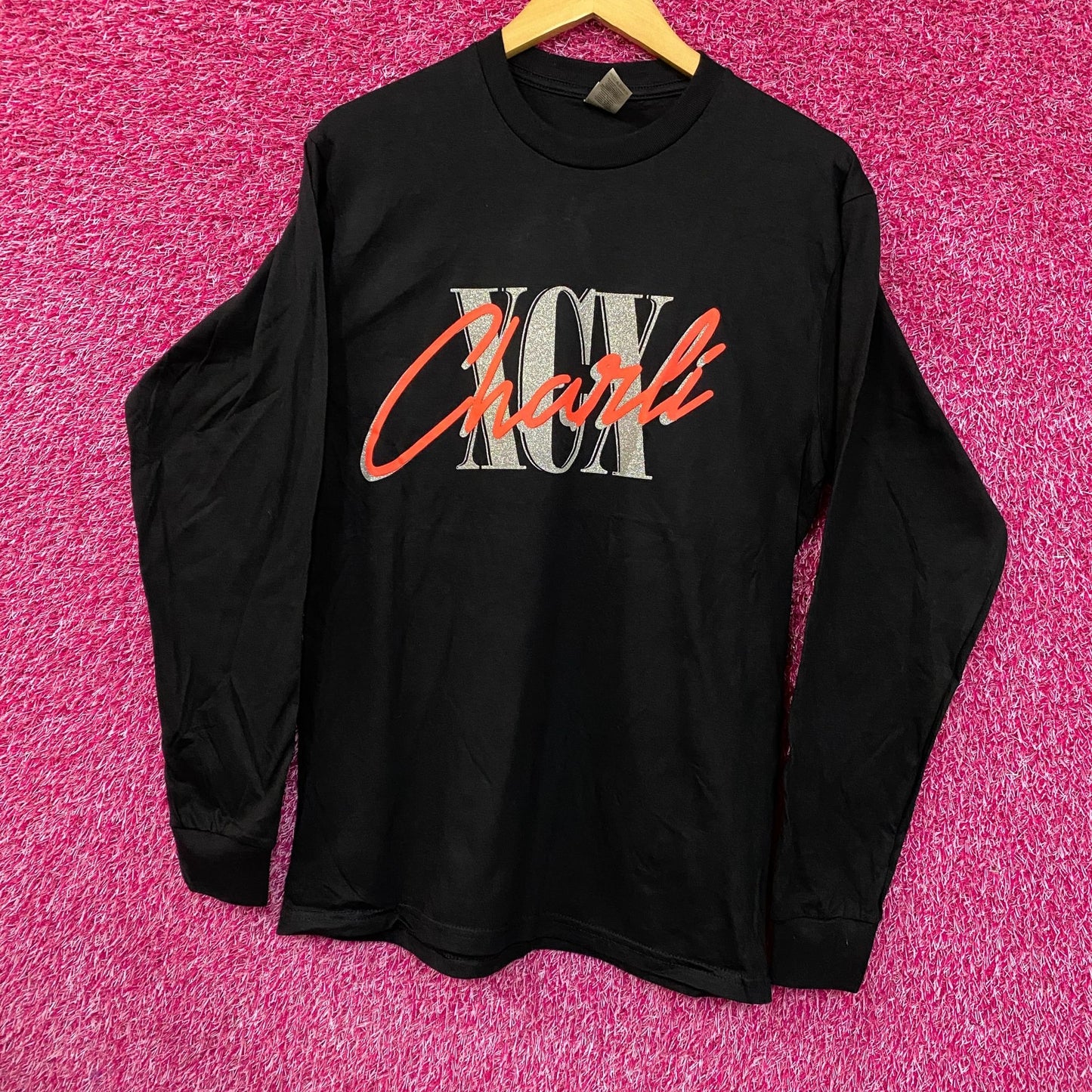 Charli-XCX Glitter Spell Out Crash Summer Tour Long Sleeve M