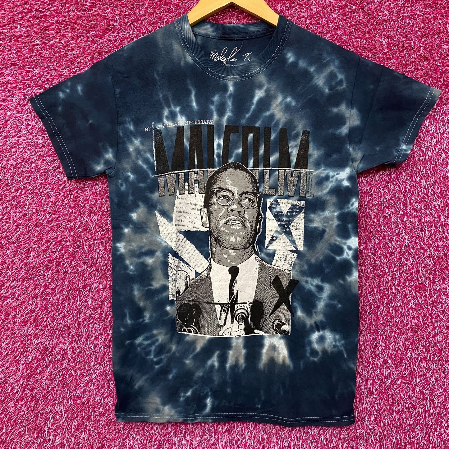 Malcolm X By Any Means Necessary Tie Dye T-Shirt Small
