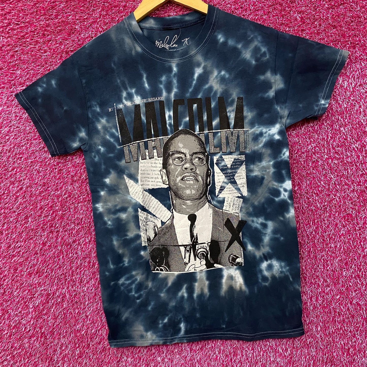 Malcolm X By Any Means Necessary Tie Dye T-Shirt Small