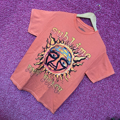 Sublime Monochrome Orange Logo Rock Tee size small