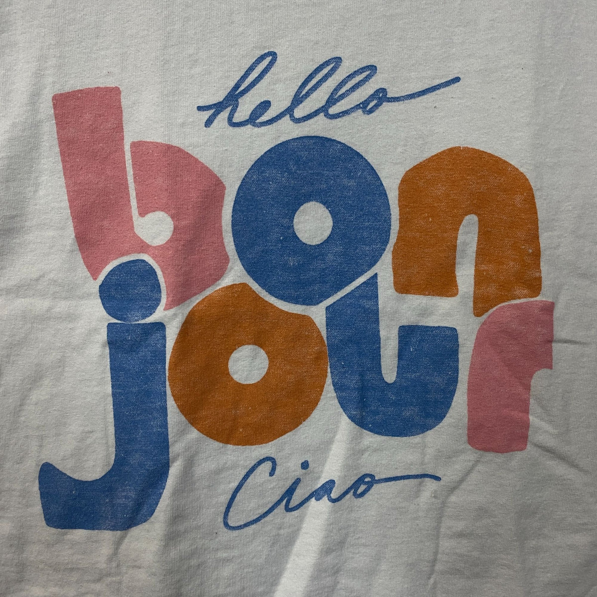 Junk Food Clothing Bonjour Ciao Crop Graphic Tee Medium