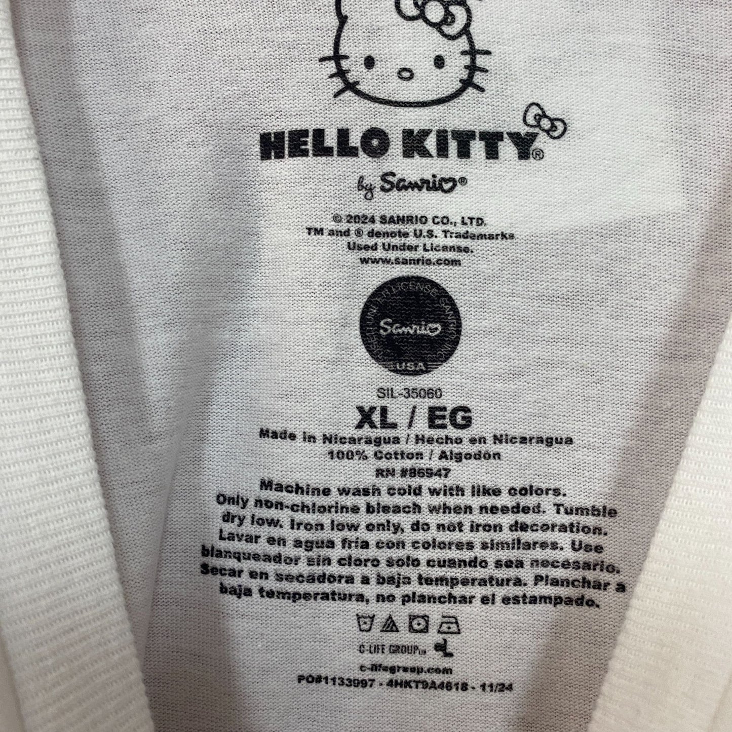 Sanrio Hello Kitty Bolo Tie Cute Graphic T-Shirt XL