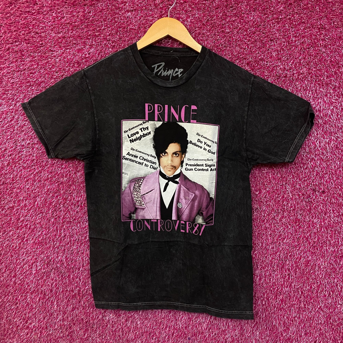 Prince Controversy Washed Acid-Wash Graphic T-Shirt Medium