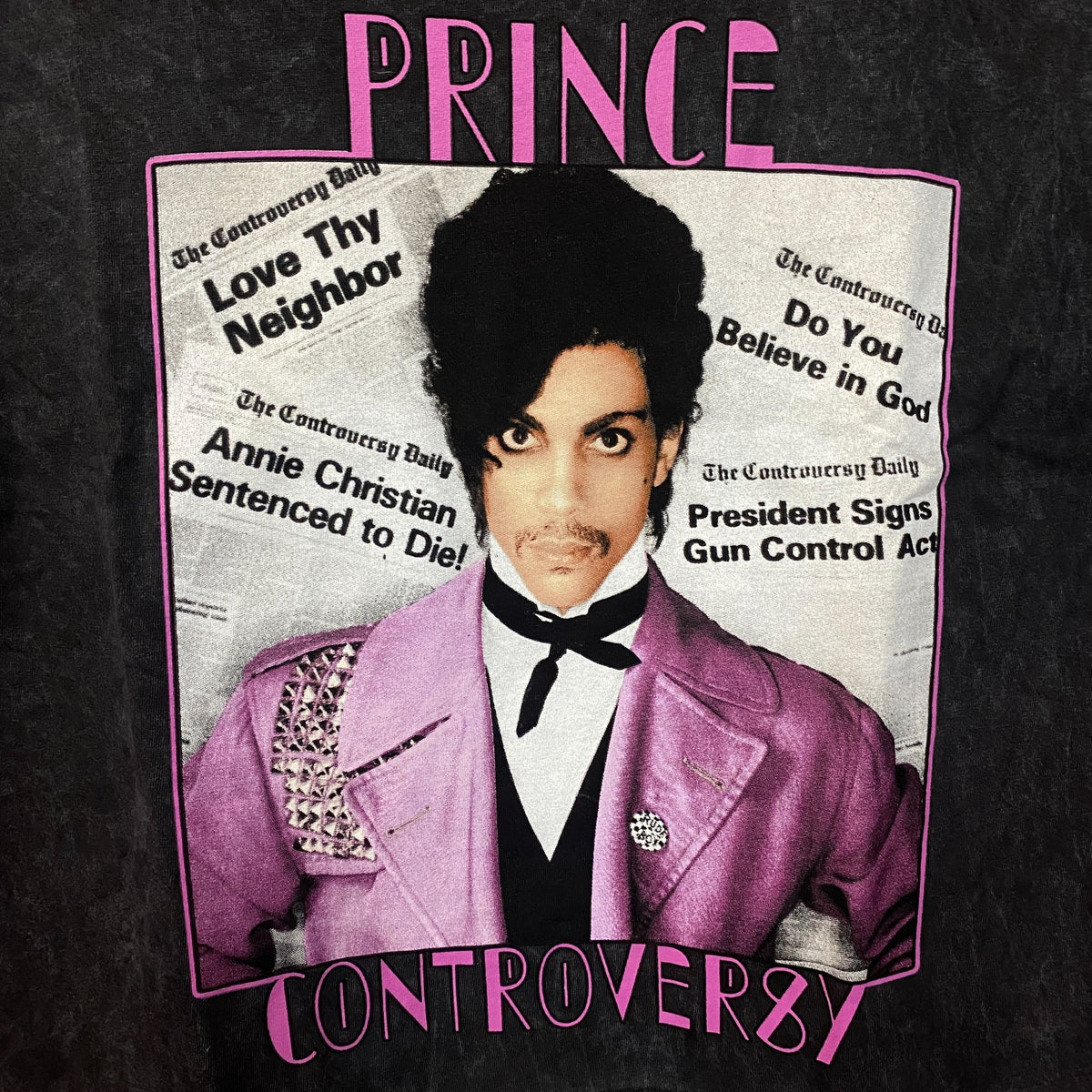 Prince Controversy Washed Acid-Wash Graphic T-Shirt Medium