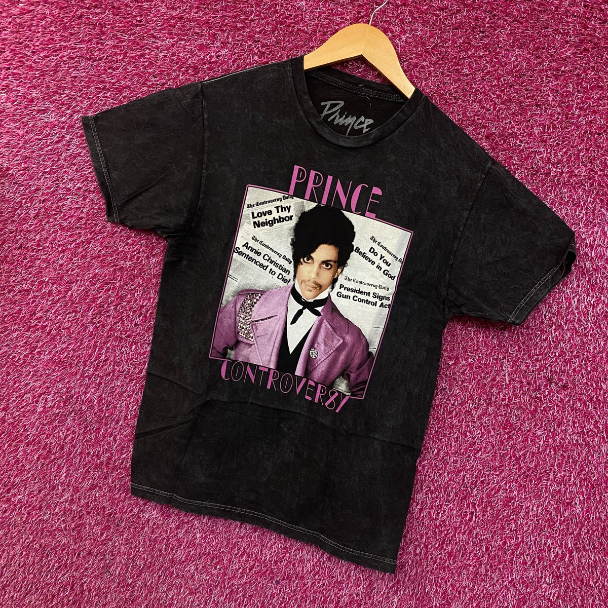 Prince Controversy Washed Acid-Wash Graphic T-Shirt Medium