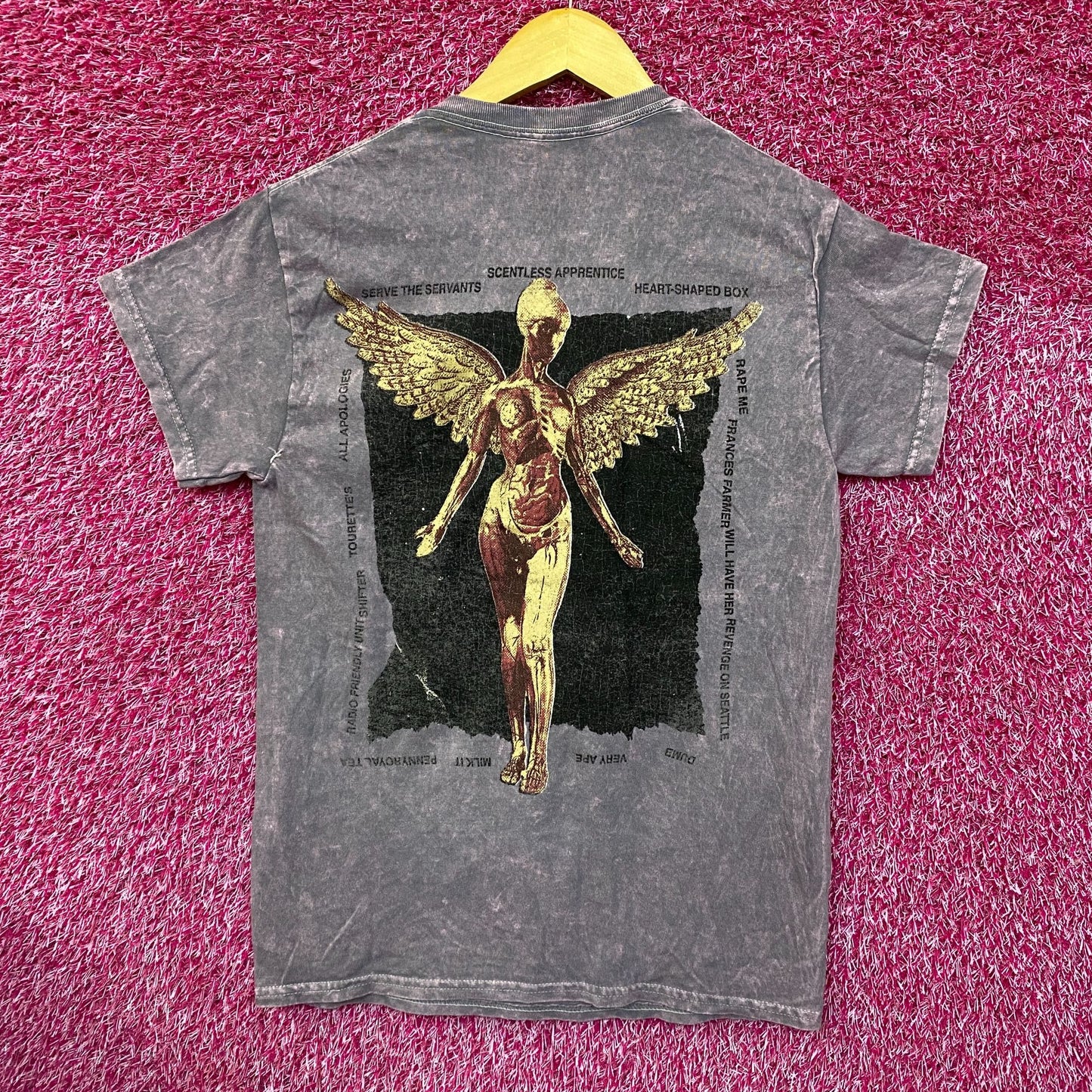 Nirvana In Utero Album Art & Track-listing Grunge Band Tee S
