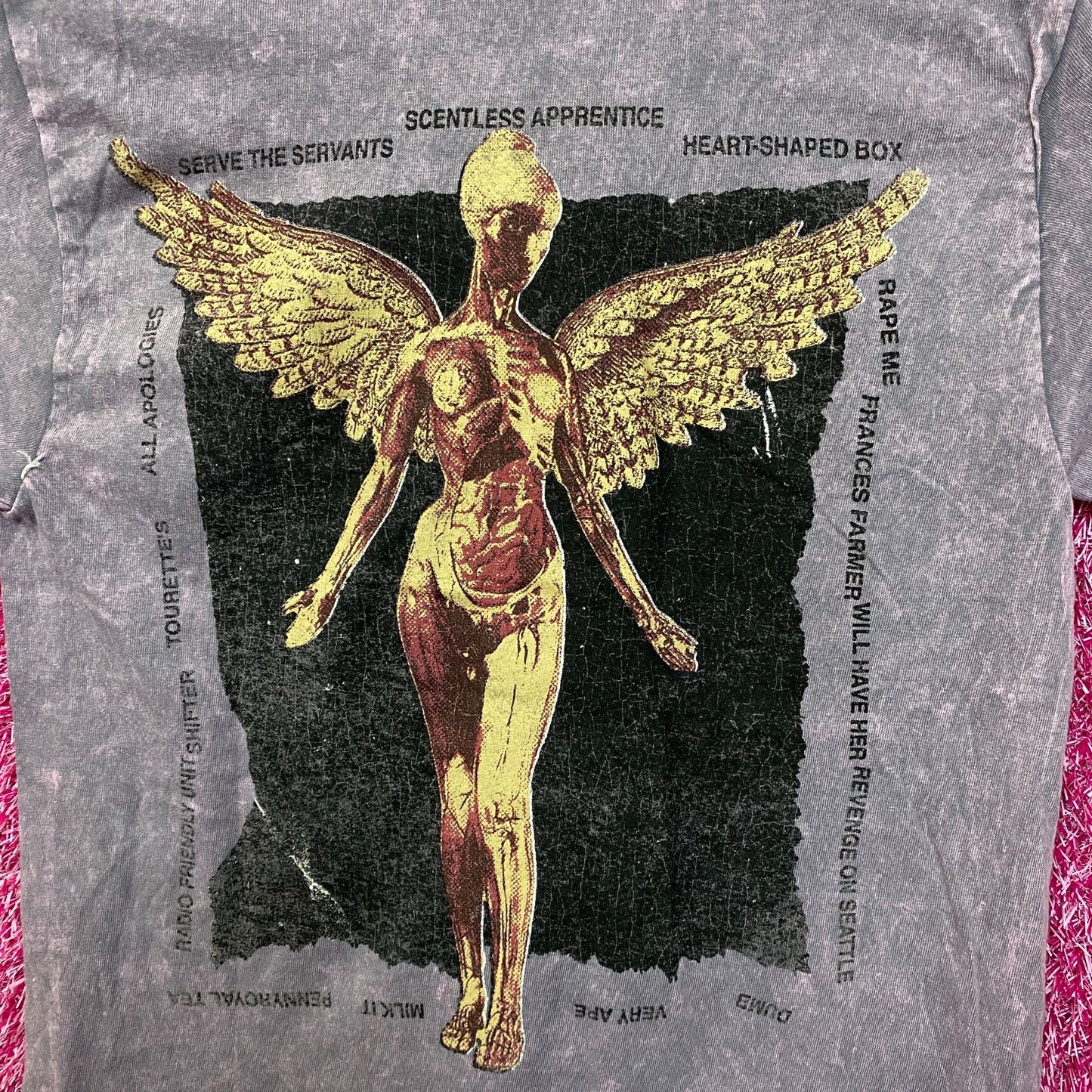 Nirvana In Utero Album Art & Track-listing Grunge Band Tee S