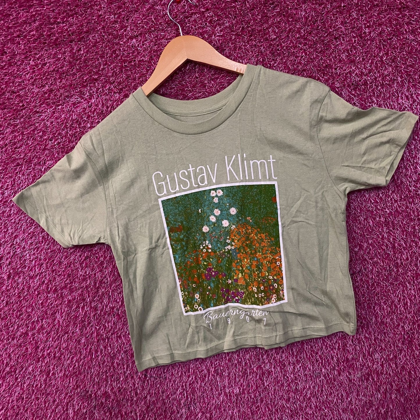 Rebellious One Gustav Klimt "Bauerngarten" Cottage Garden Graphic Crop Tee Small