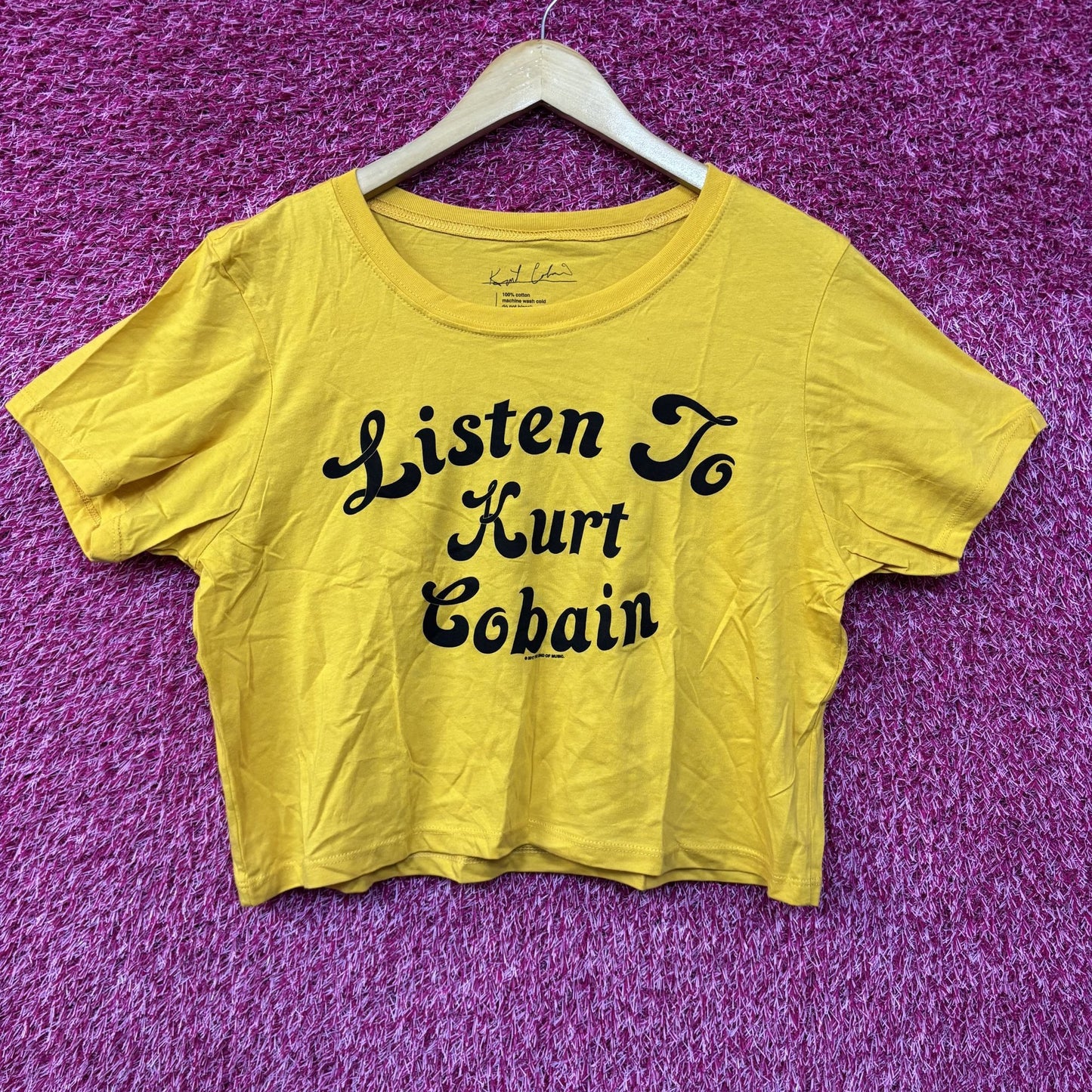 Listen to Kurt Gobain Yellow Crop- top Shirt XL