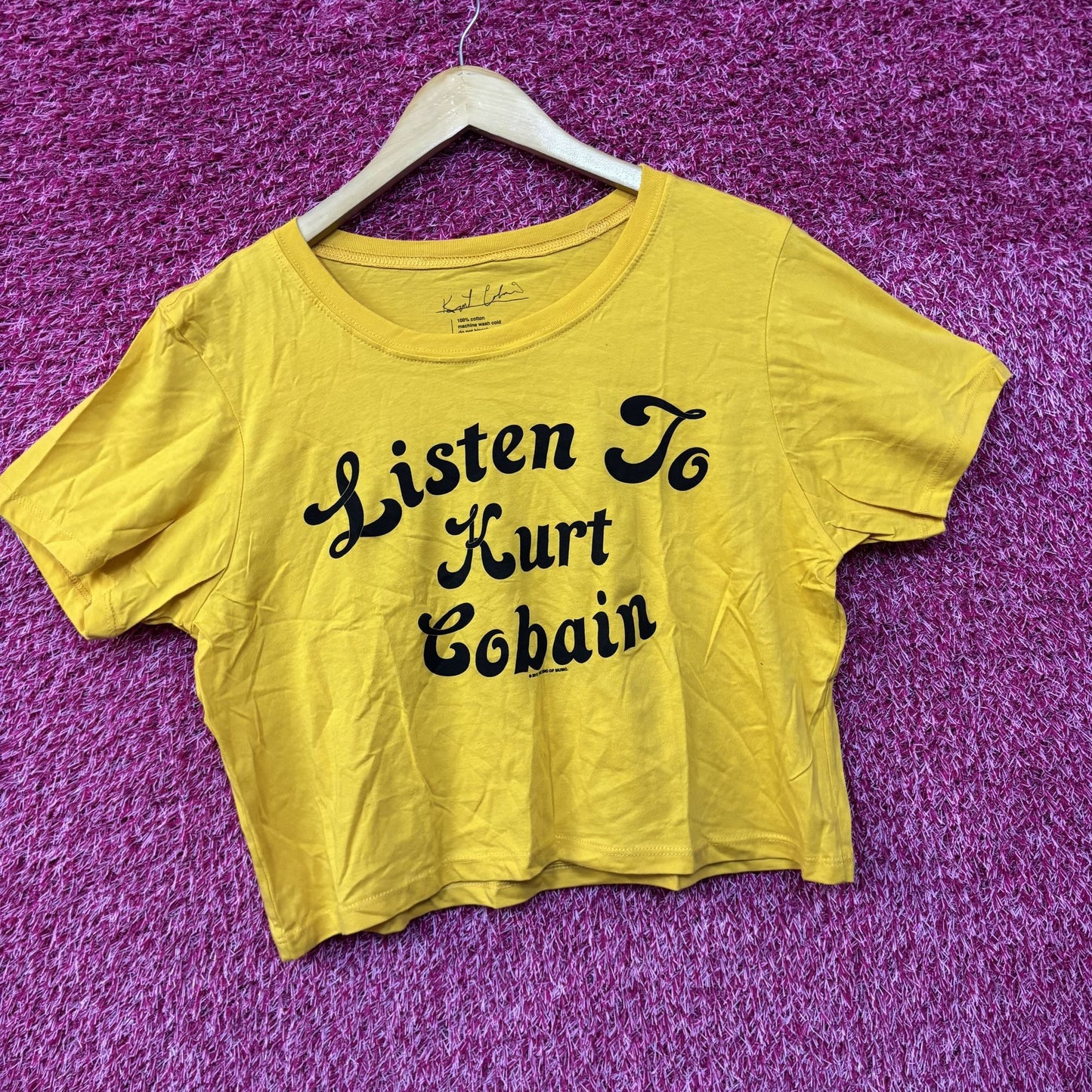 Listen to Kurt Gobain Yellow Crop- top Shirt XL