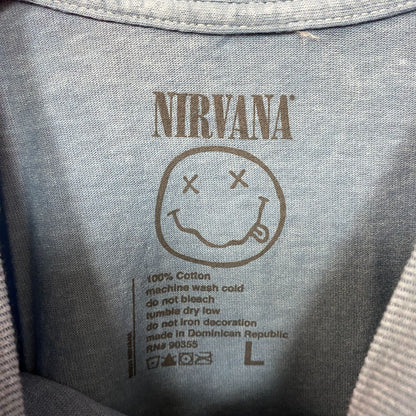 Nirvana Nevermind Smiley Logo Grunge T-Shirt Large