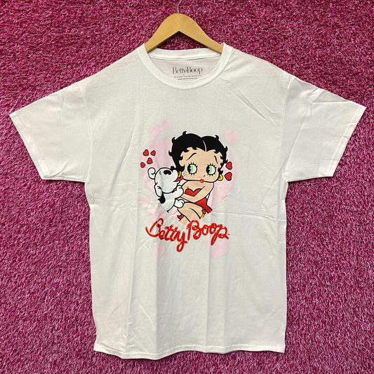 Betty Boop and Pudgy Puppy Love Heart Animated Movie Tee L