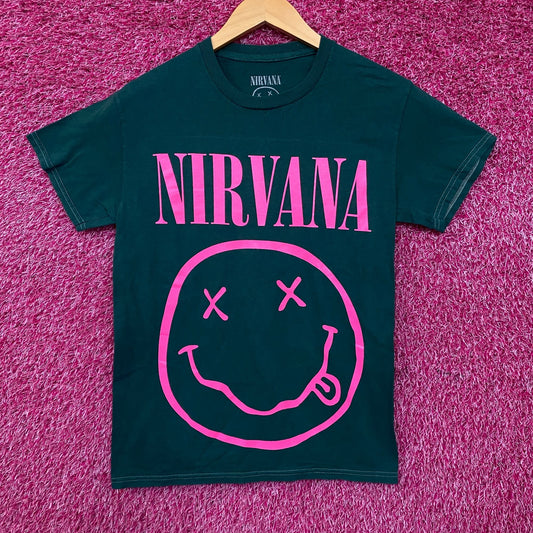 Nirvana Pink Smiley Grunge Band Graphic T-Shirt Small
