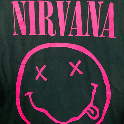 Nirvana Pink Smiley Grunge Band Graphic T-Shirt Small