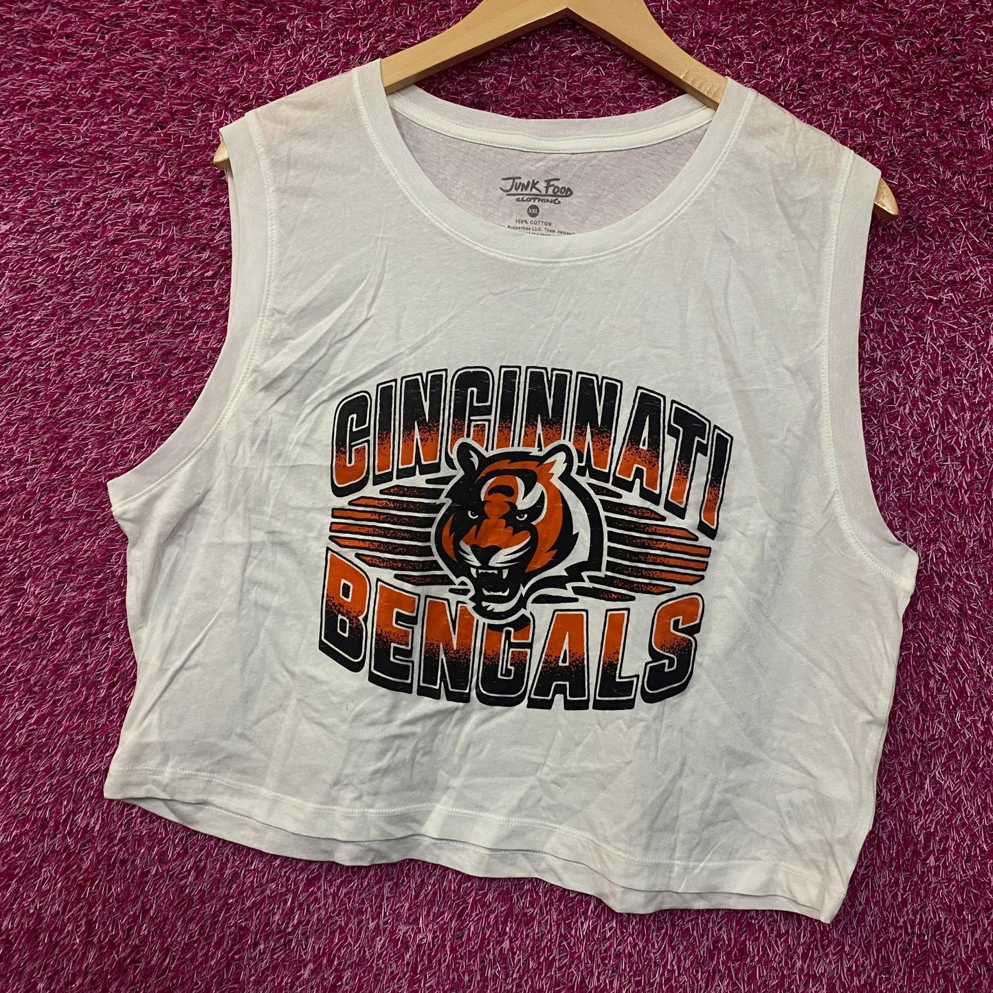 Junk Food Clothing NFL Cincinnati Bengals Cropped Sleeveless T-Shirt 2XL
