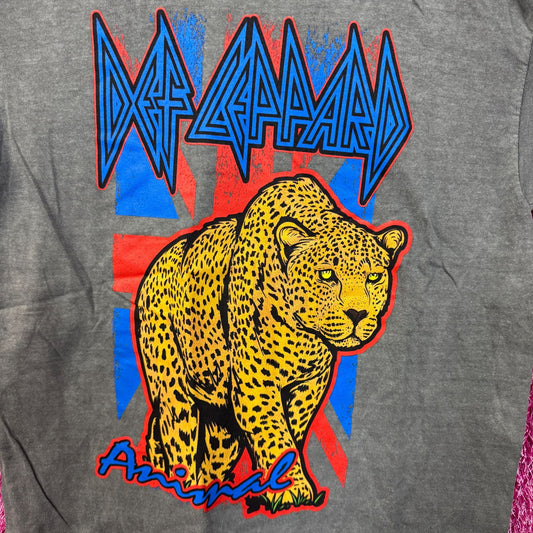 Def Leppard Animal Neon Leopard Hysteria Metal Band Tee M