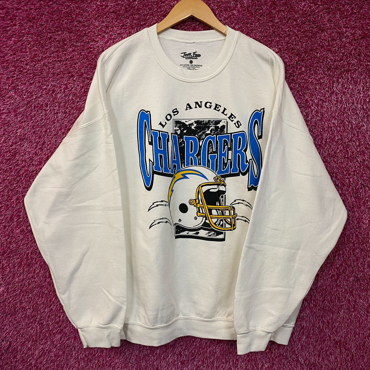 Junk Food Clothing NFL Los Angeles Chargers Helmet Logo Flea Market Crew Fleece 2XL