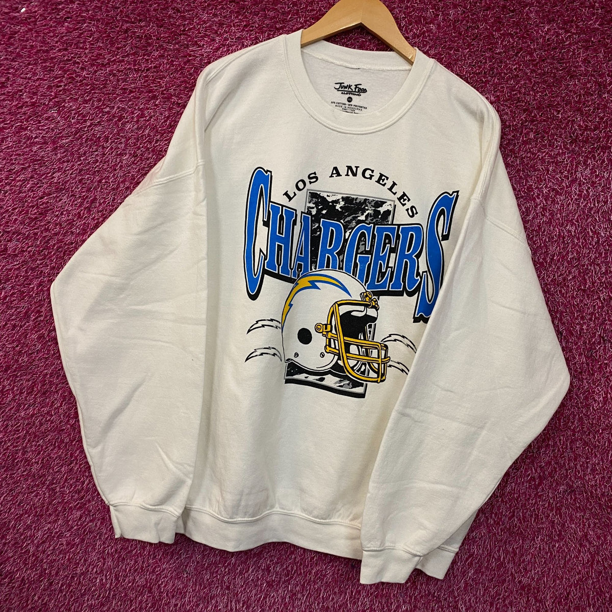 Junk Food Clothing NFL Los Angeles Chargers Helmet Logo Flea Market Crew Fleece 2XL
