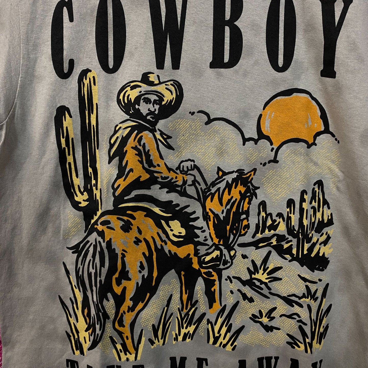 Cowboy Take Me Away Mineral Wash Graphic T-Shirt Medium