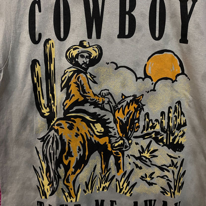 Cowboy Take Me Away Mineral Wash Graphic T-Shirt Medium