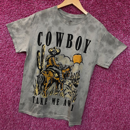 Cowboy Take Me Away Mineral Wash Graphic T-Shirt Medium