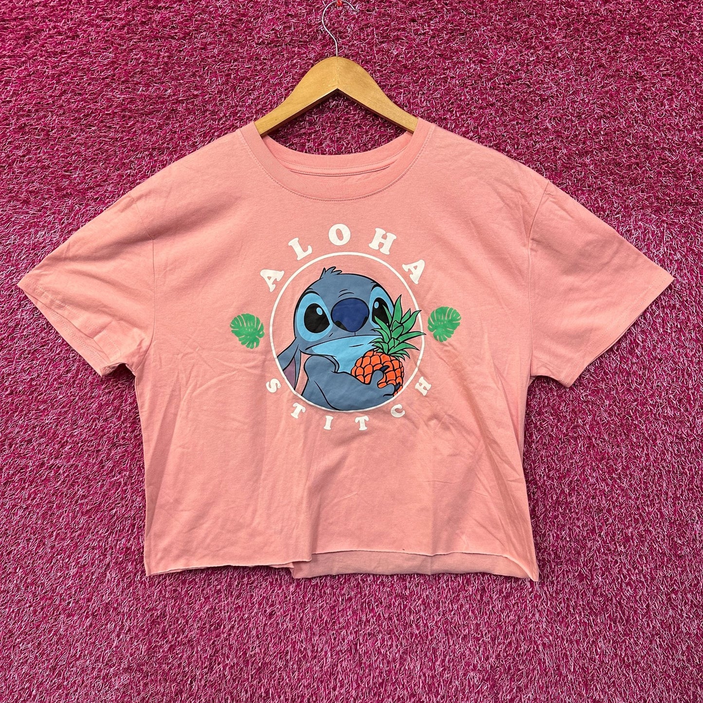 Stitch Aloha Hawaiian Pineapple Disney Movie Crop Top L