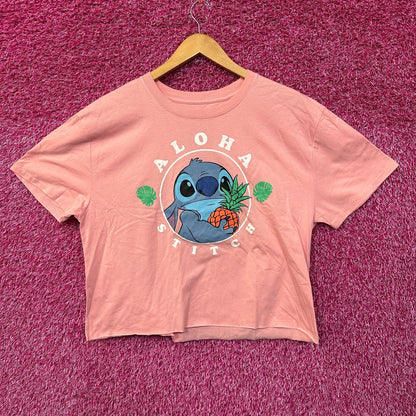Stitch Aloha Hawaiian Pineapple Disney Movie Crop Top L