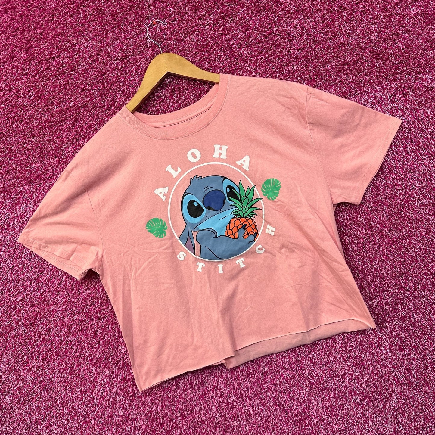 Stitch Aloha Hawaiian Pineapple Disney Movie Crop Top L