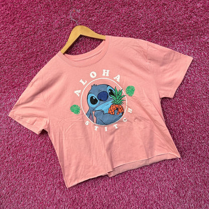 Stitch Aloha Hawaiian Pineapple Disney Movie Crop Top L