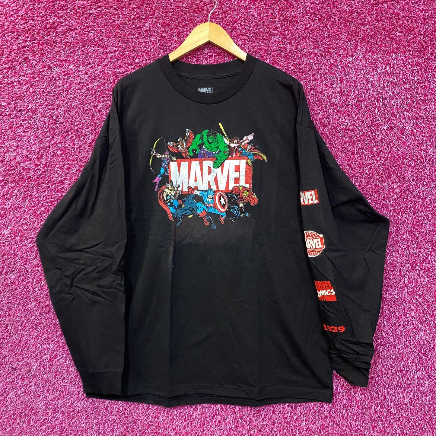 Marvel Avengers Characters Marvel Logo Long Sleeve T-Shirt XL