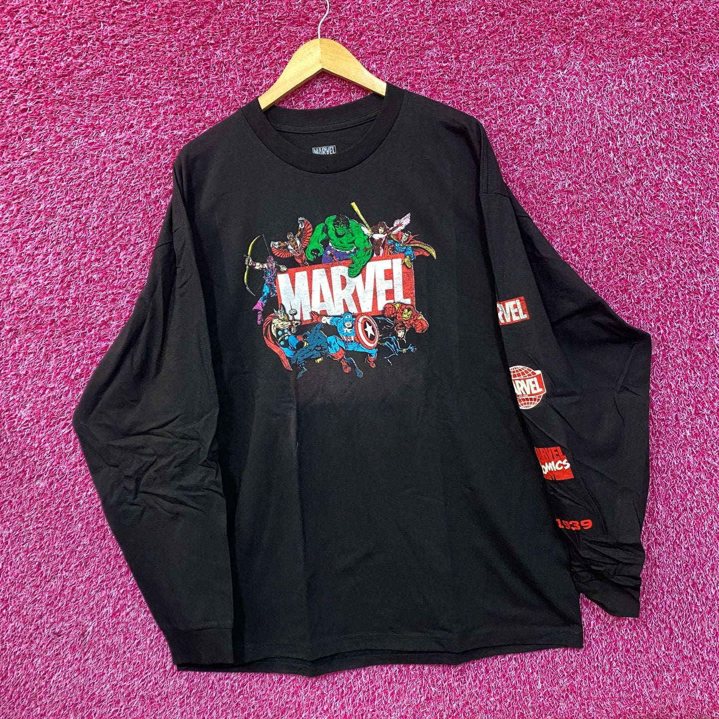 Marvel Avengers Characters Marvel Logo Long Sleeve T-Shirt XL