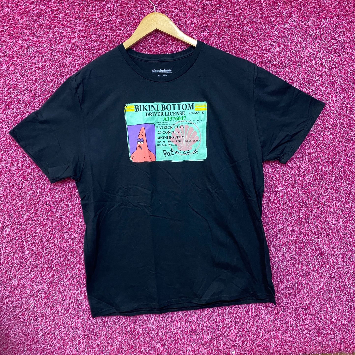 Nickeldeon SpongeBob SquarePants Bikini Bottom Driver License Patrick Star T-Shirt XL