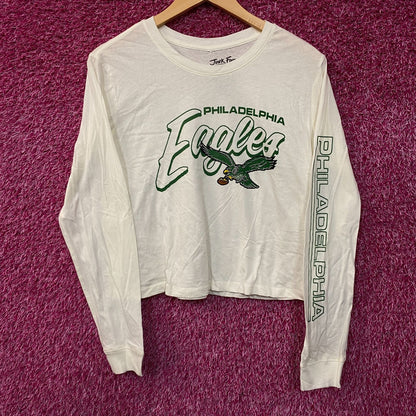 Junk Food Clothing NFL Philadelphia Eagles Touchdown Long Sleeve Cropped T-Shirt XS