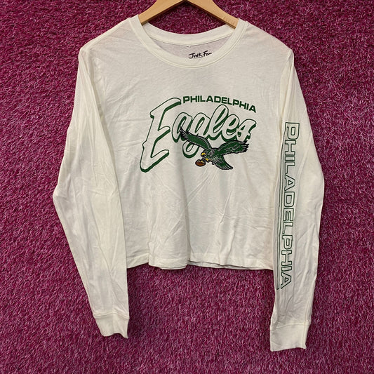 Junk Food Clothing NFL Philadelphia Eagles Touchdown Long Sleeve Cropped T-Shirt XS