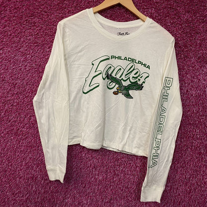 Junk Food Clothing NFL Philadelphia Eagles Touchdown Long Sleeve Cropped T-Shirt XS