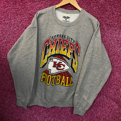 Junk Food Clothing Kansas City Chiefs Heathered Gray Crewneck Pullover Sweatshirt Medium
