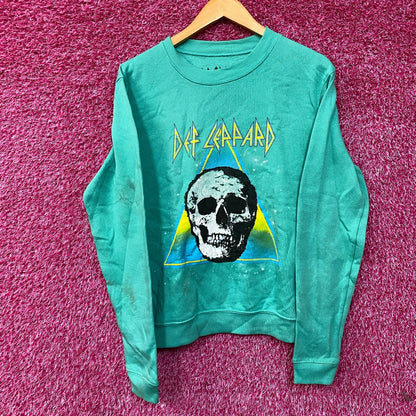 Def Leppard Retro Active Skull Crew Neck Teal Sweatshirt Small