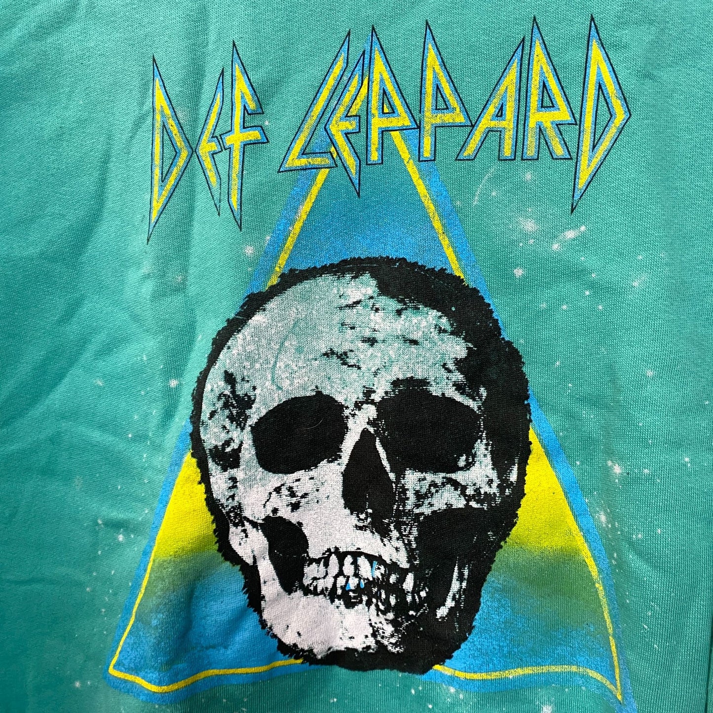 Def Leppard Retro Active Skull Crew Neck Teal Sweatshirt Small